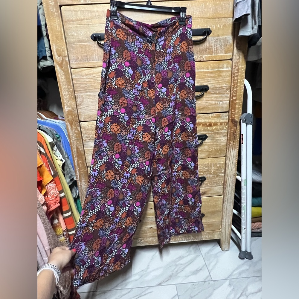 Purple and Orange Wide Leg Jumpsuit with Bohemian Flair